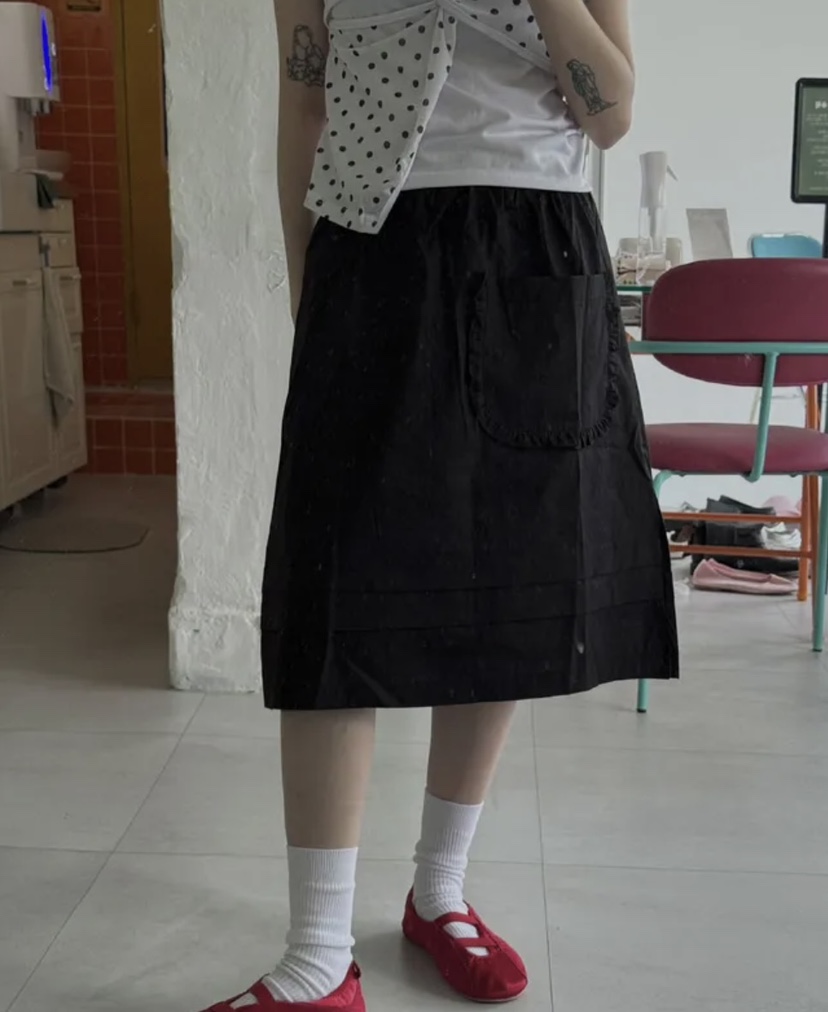 I I直郵韓國代購㊣女裝新款休閑時尚人氣半身裙中短裙口袋ITSSONG半身裙/中短裙