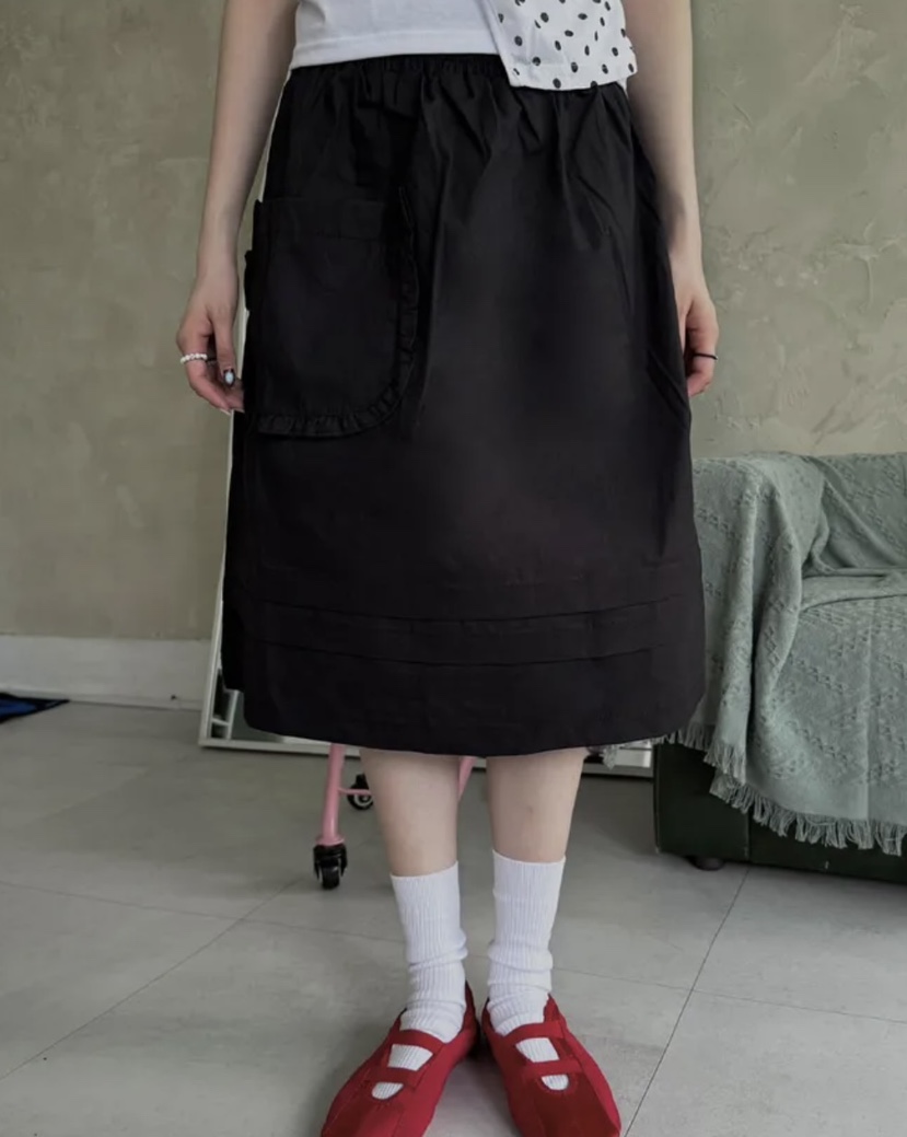 I I直郵韓國代購㊣女裝新款休閑時尚人氣半身裙中短裙口袋ITSSONG半身裙/中短裙圖色2
