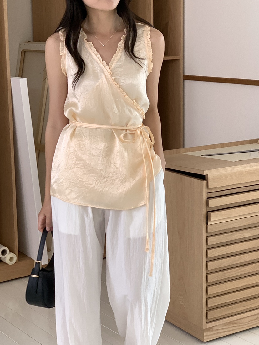FRILL-T韓國直郵㊣女裝新款推薦人氣熱賣25春夏休閑吊帶背心FRILL-T吊帶/背心