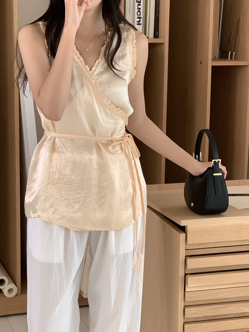 FRILL-T韓國直郵㊣女裝新款推薦人氣熱賣25春夏休閑吊帶背心FRILL-T吊帶/背心