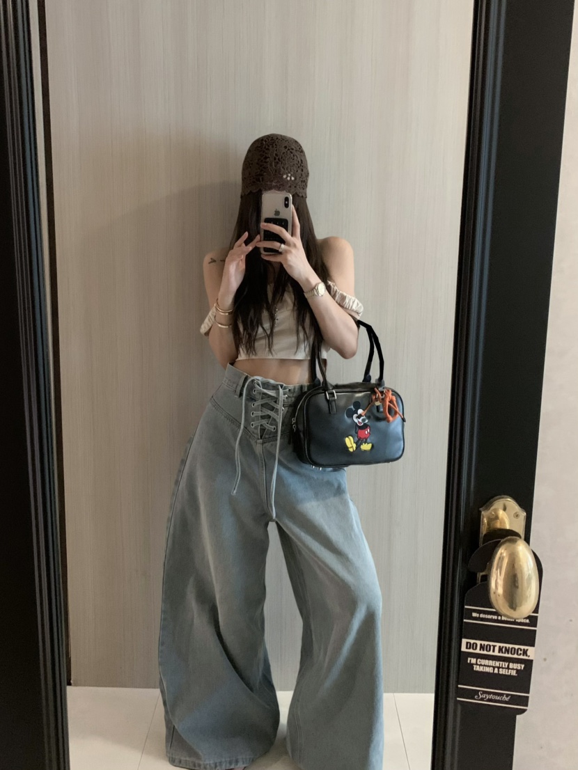 VIRKIN直郵韓國代購㊣女裝新品推薦人氣時尚25春夏休閑牛仔褲VIRKIN牛仔褲