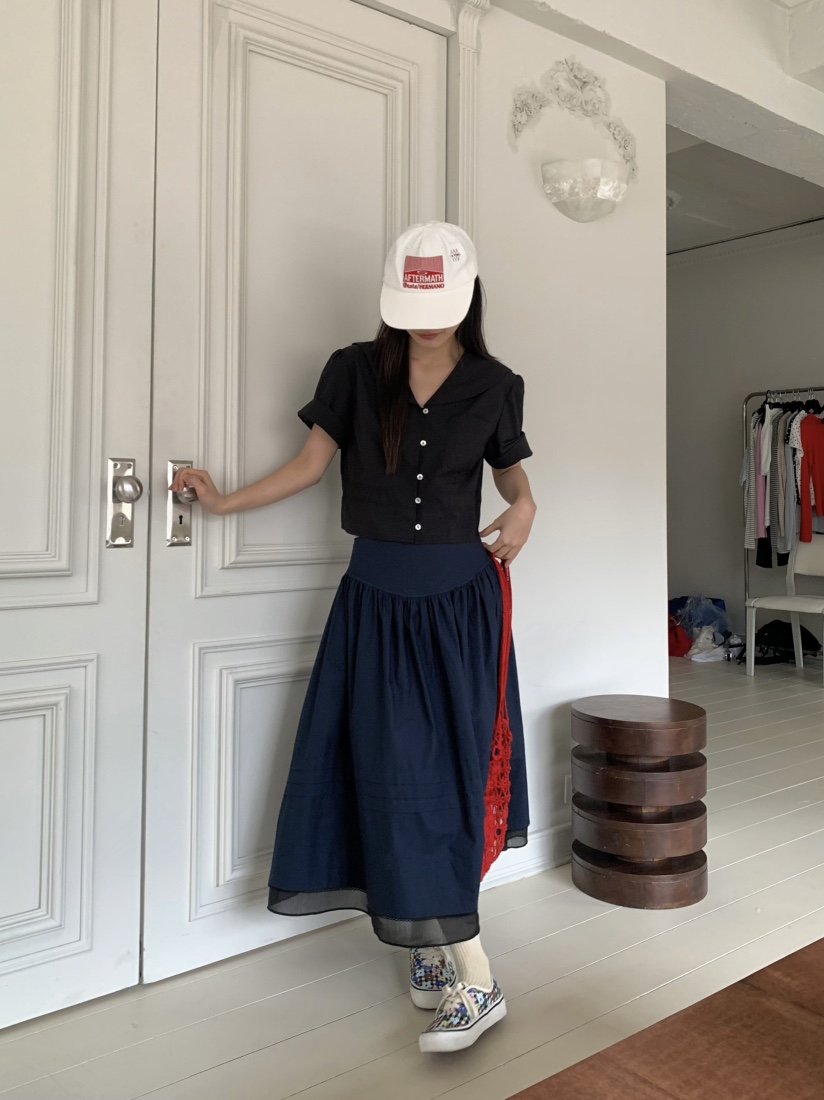 PEBBLE韓國㊣直郵東大門代購女裝新款25春夏襯衫蕾絲衫透明PEBBLE/LAYER襯衫/蕾絲衫
