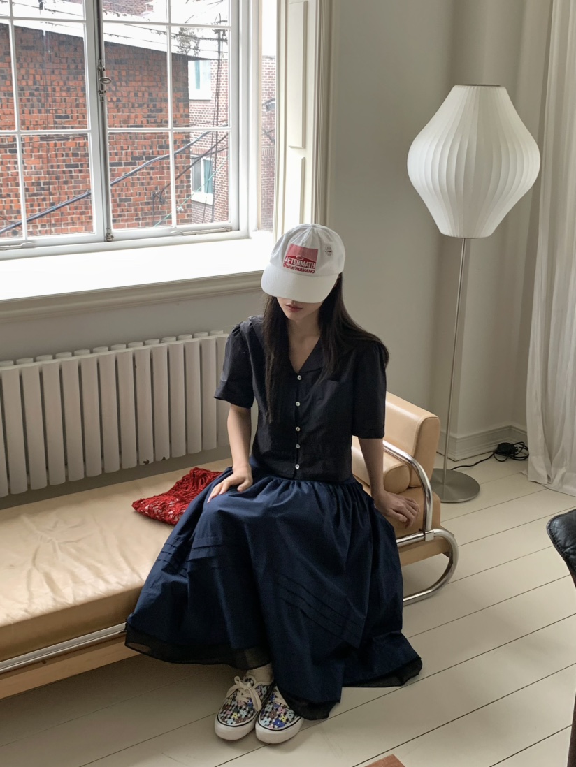 PEBBLE韓國㊣直郵東大門代購女裝新款25春夏襯衫蕾絲衫透明PEBBLE/LAYER襯衫/蕾絲衫