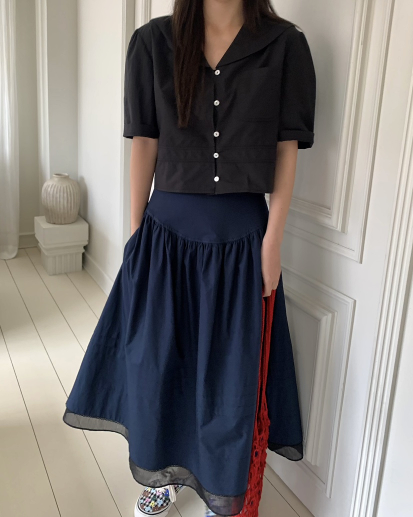 PEBBLE韓國直郵㊣東大門實拍女裝新款推薦休閑25春夏人氣長裙PEBBLE/LAYER長裙