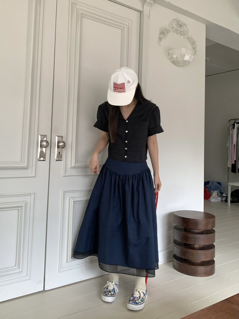 PEBBLE韓國直郵㊣東大門實拍女裝新款推薦休閑25春夏人氣長裙PEBBLE/LAYER長裙