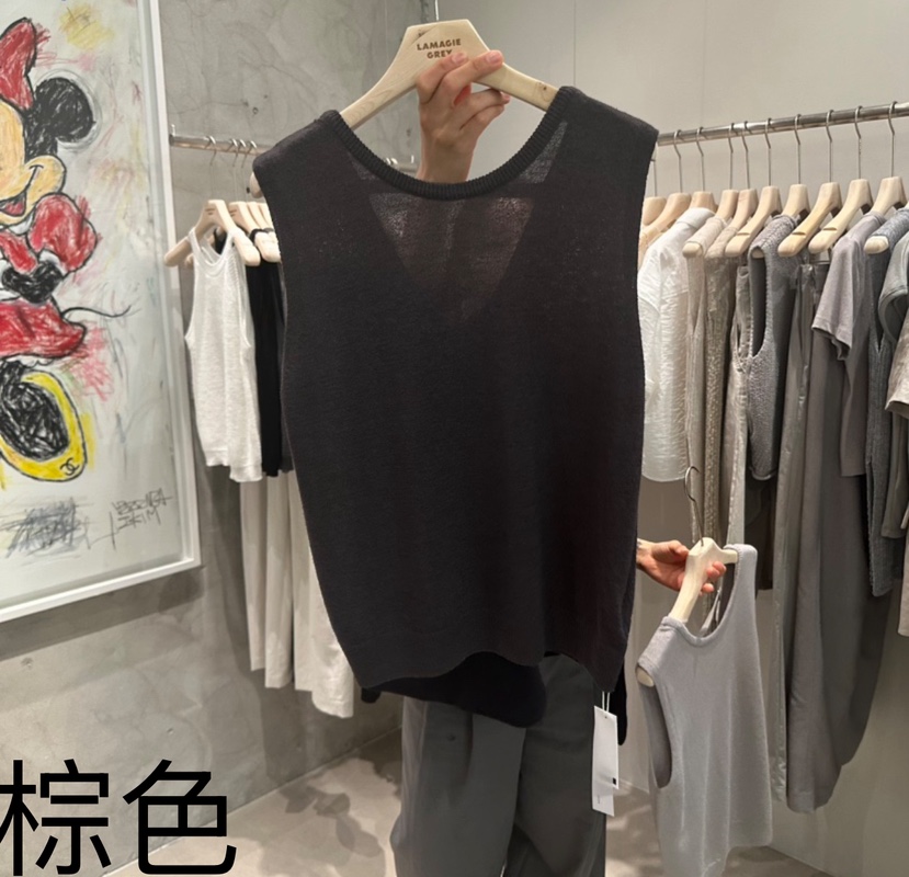LAMAGIEPIE直郵韓國代購㊣女裝新款休閑25春夏時尚吊帶背心V領LAMAGIE GREY吊帶/背心圖色2