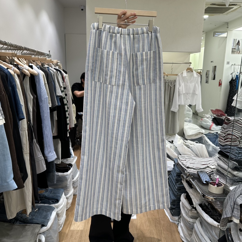 VIBELLE韓國直郵㊣東大門實拍女裝新品推薦時尚休閑褲亞麻布VIBELLE休閑褲