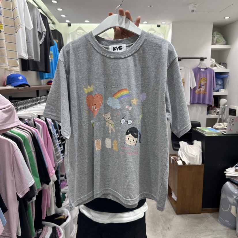 EVE韓國㊣直郵東大門代購女裝新款推薦休閑時尚人氣熱賣T恤EVET恤圖色1