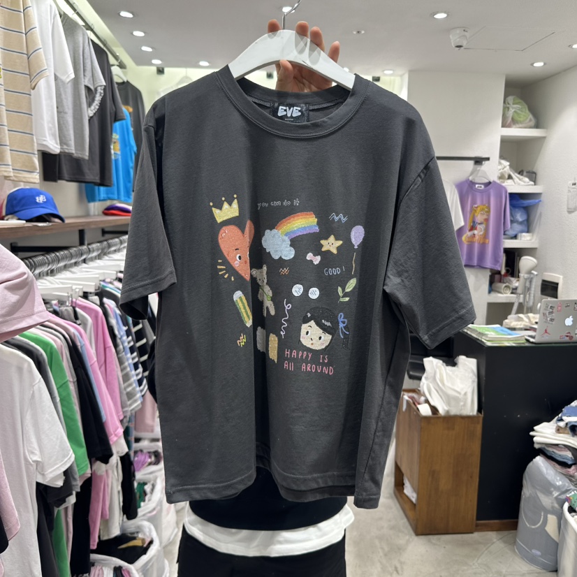 EVE韓國㊣直郵東大門代購女裝新款推薦休閑時尚人氣熱賣T恤EVET恤圖色3