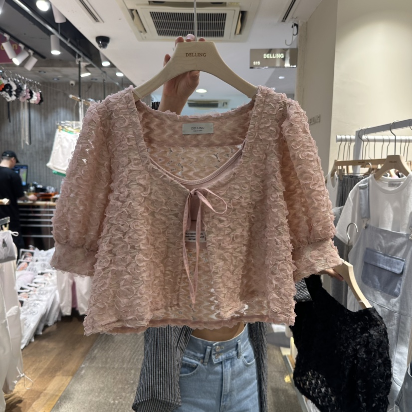 DELLING韓國㊣直郵東大門代購女裝新款人氣25春夏襯衫蕾絲衫DELLING襯衫/蕾絲衫圖色2