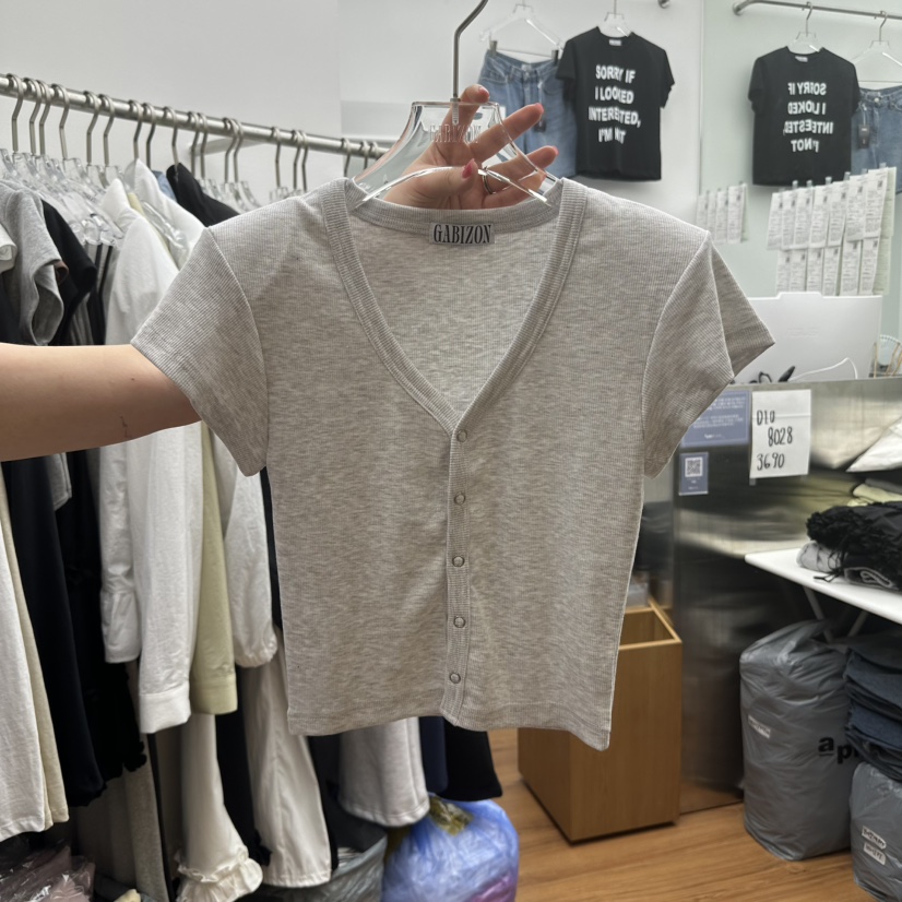 GABIZON直郵韓國代購㊣女裝新品時尚熱賣25春夏T恤柔軟開衫GABIZONT恤