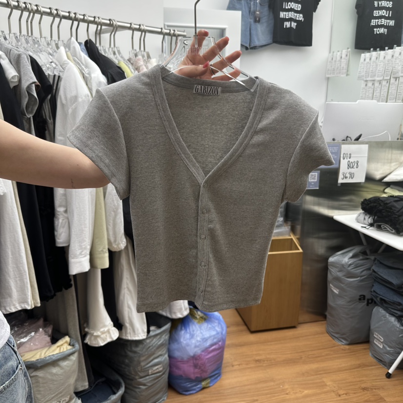 GABIZON直郵韓國代購㊣女裝新品時尚熱賣25春夏T恤柔軟開衫GABIZONT恤圖色3