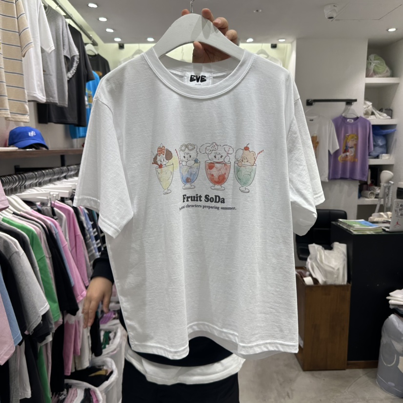 EVE韓國直郵㊣女裝新款推薦25春夏休閑人氣熱賣時尚T恤EVET恤圖色1