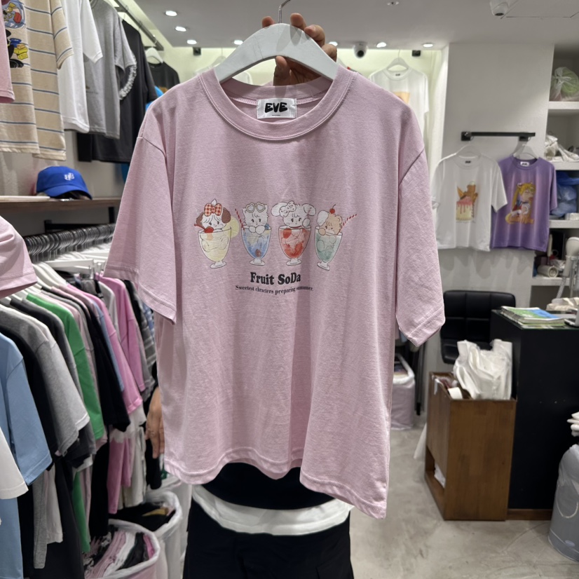 EVE韓國直郵㊣女裝新款推薦25春夏休閑人氣熱賣時尚T恤EVET恤圖色2