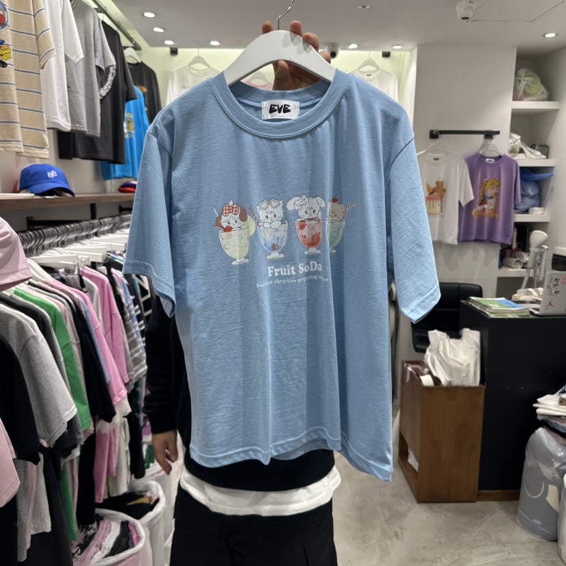 EVE韓國直郵㊣女裝新款推薦25春夏休閑人氣熱賣時尚T恤EVET恤圖色3