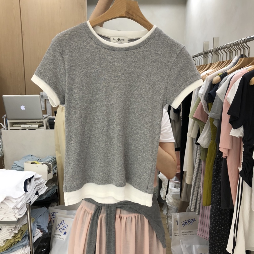 VILLABUTTON韓國直郵㊣東大門實拍女裝新款時尚休閑熱賣T恤VILLABUTTONT恤圖色2