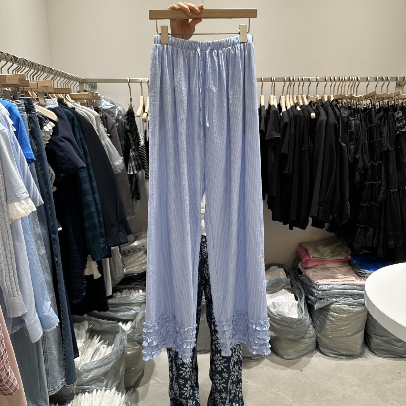 RE STYLE-Q韓國直郵㊣東大門實拍女裝新款推薦休閑褲荷葉邊RE STYLE休閑褲