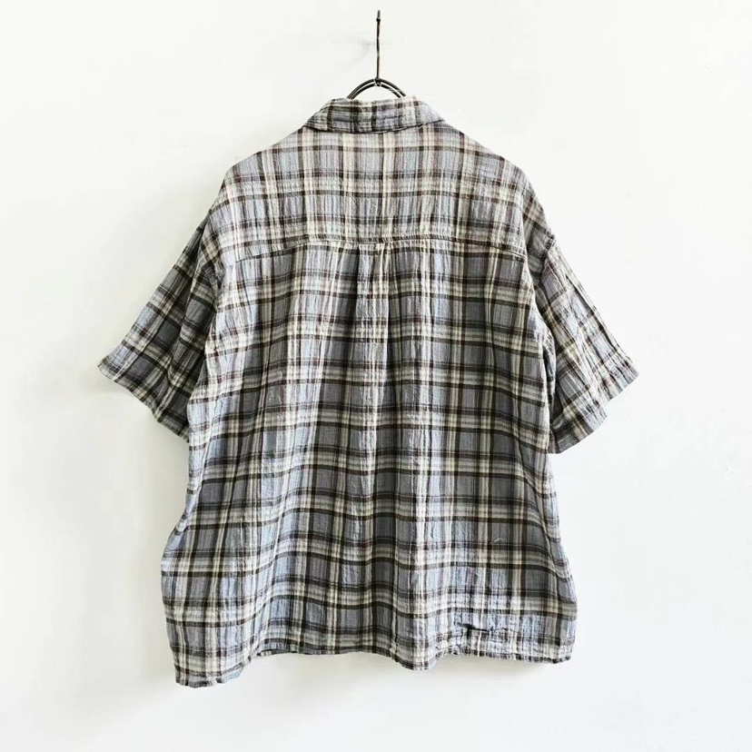PUCO韓國㊣直郵東大門代購女裝新品25春夏襯衫蕾絲衫口袋格紋PUCO襯衫/蕾絲衫