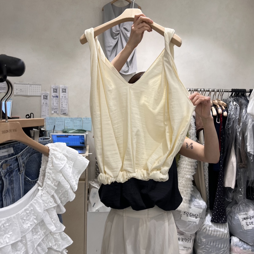 SALONDEMAG直郵韓國代購㊣女裝新品時尚休閑熱賣推薦吊帶背心SALONDEMAG吊帶/背心