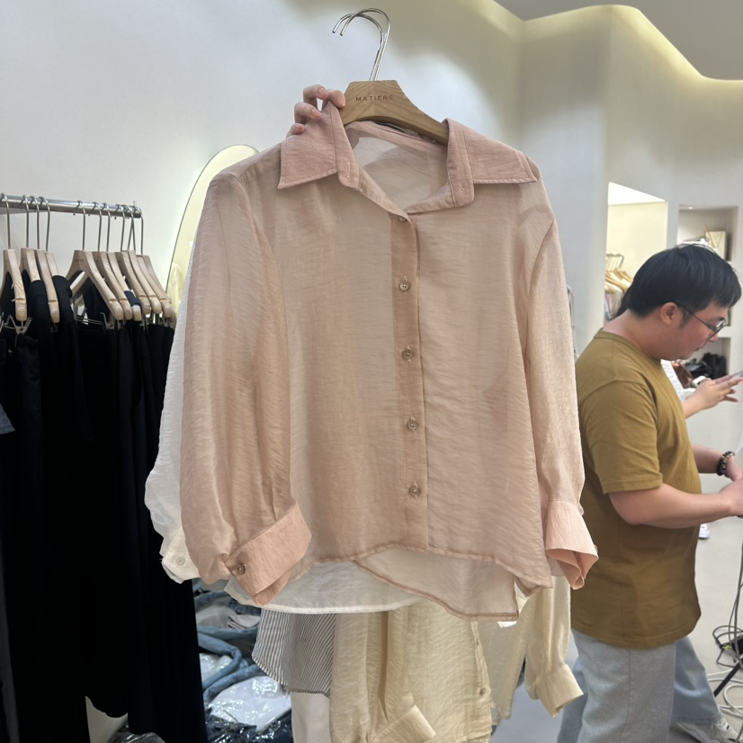 MATIERE韓國直郵㊣女裝新品時尚25春夏人氣推薦休閑襯衫蕾絲衫MATIERE襯衫/蕾絲衫圖色2