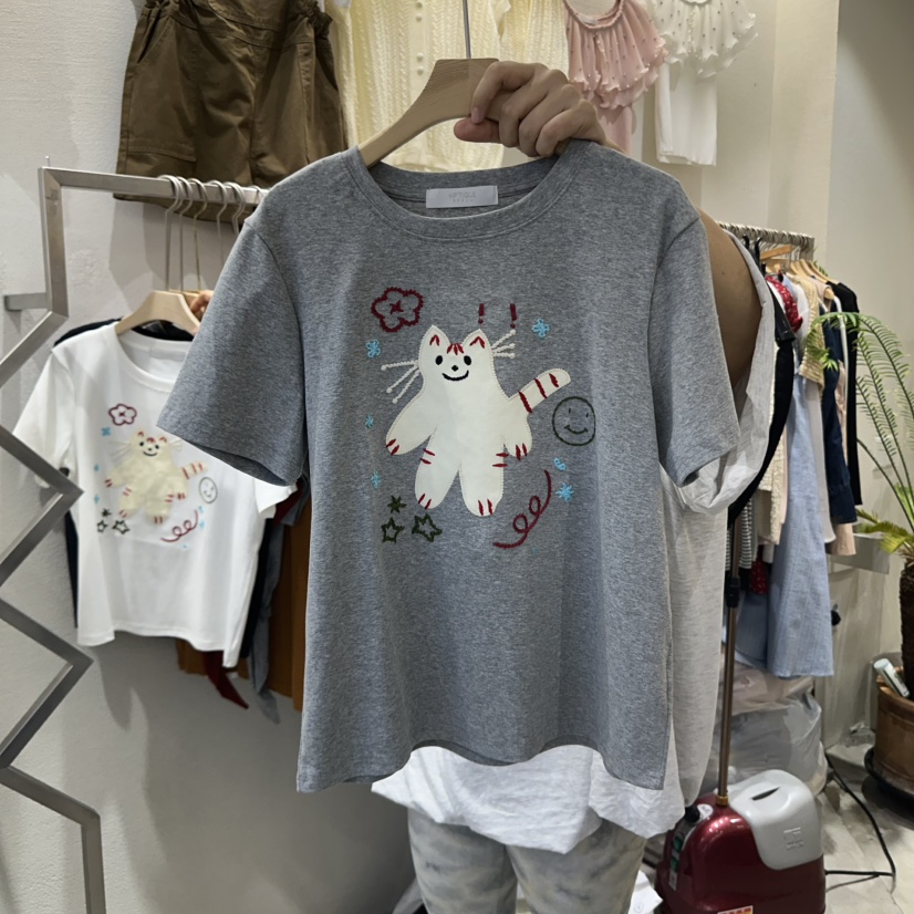 HIPTIQUE韓國直郵㊣女裝新品時尚推薦熱賣25春夏休閑T恤刺繡HIPTIQUET恤圖色2