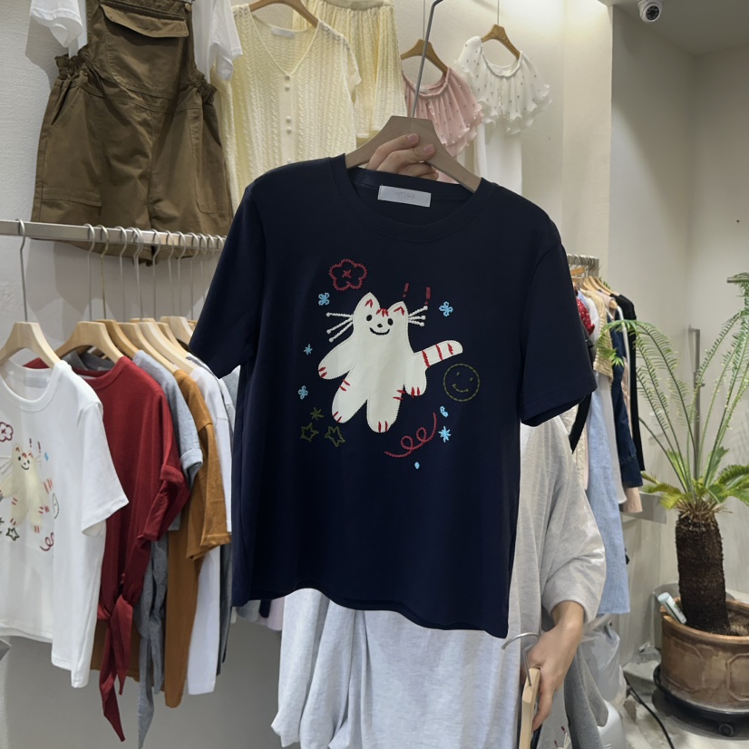 HIPTIQUE韓國直郵㊣女裝新品時尚推薦熱賣25春夏休閑T恤刺繡HIPTIQUET恤圖色3