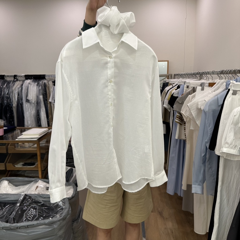 AGO韓國㊣直郵東大門代購女裝新品人氣時尚休閑襯衫蕾絲衫透明AGO襯衫/蕾絲衫