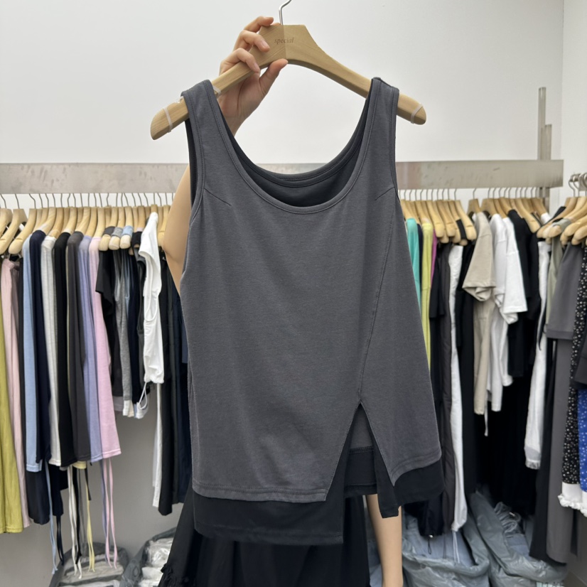 SPECIAL直郵韓國代購㊣女裝新品25春夏人氣休閑吊帶背心假兩件SPECIAL吊帶/背心圖色3
