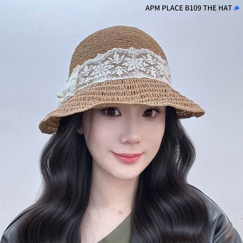 THE HAT-P東大門實拍女士新品休閑25春夏推薦帽子漁夫帽蕾絲THE HAT帽子