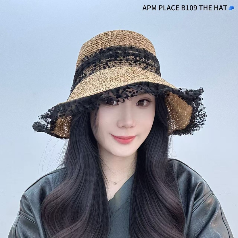 THE HAT-P韓國直郵㊣女裝新品時尚熱賣休閑人氣25春夏帽子蕾絲THE HAT帽子圖色1