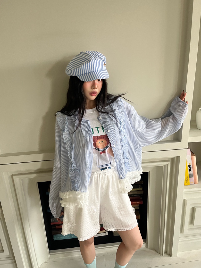 MAISONDEGLORY韓國㊣直郵東大門代購女裝新款時尚夾克條紋連帽MAISON DE GLORY夾克
