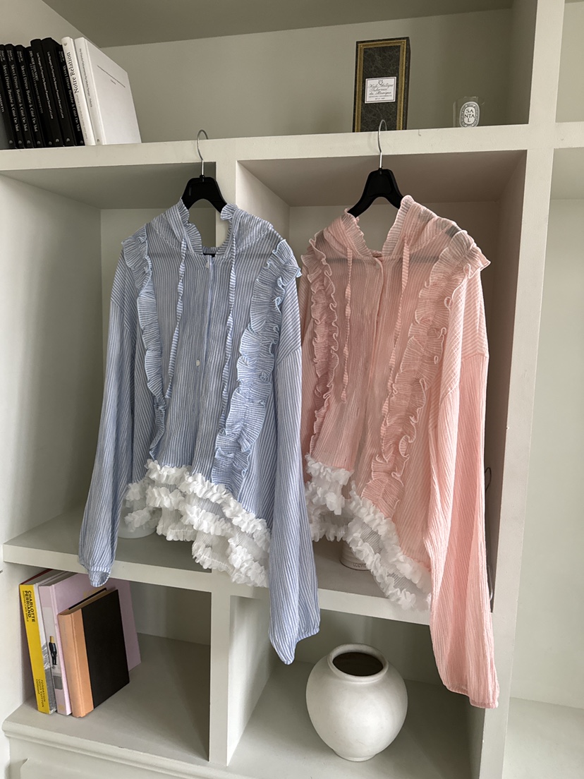 MAISONDEGLORY韓國㊣直郵東大門代購女裝新款時尚夾克條紋連帽MAISON DE GLORY夾克