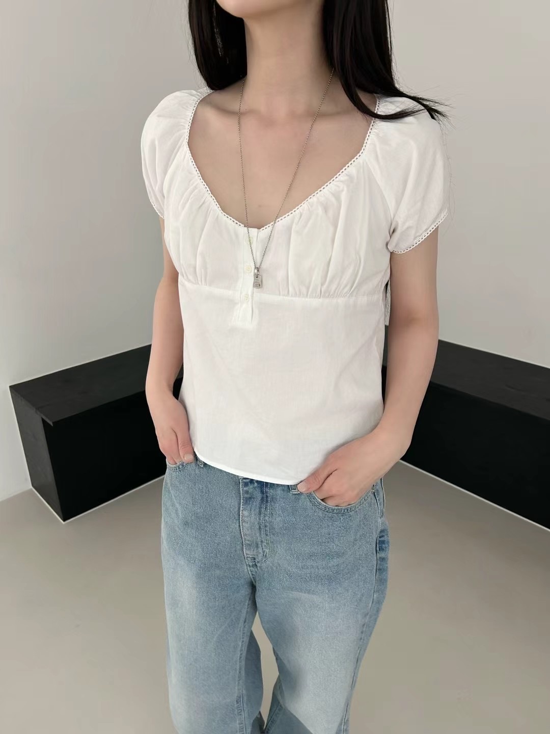 SAGE直郵韓國代購㊣女裝新品推薦人氣25春夏時尚襯衫蕾絲衫SAGE襯衫/蕾絲衫