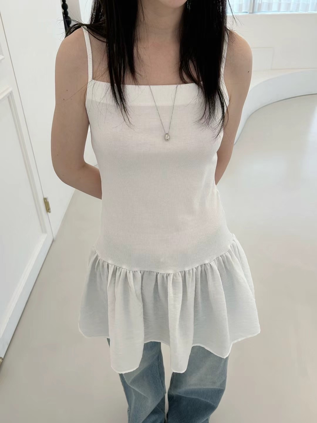 SAGE直郵韓國代購㊣女裝新款推薦熱賣休閑人氣吊帶背心荷葉邊SAGE吊帶/背心