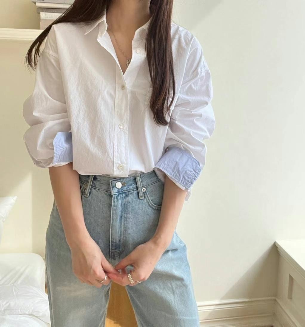 BOUNDARY直郵韓國代購㊣女裝新款休閑推薦25春夏襯衫蕾絲衫BOUNDARY襯衫/蕾絲衫
