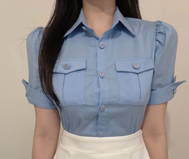 火Ⅱ-화투-T韓國直郵㊣女裝新款25春夏熱賣時尚襯衫蕾絲衫火Ⅱ襯衫/蕾絲衫