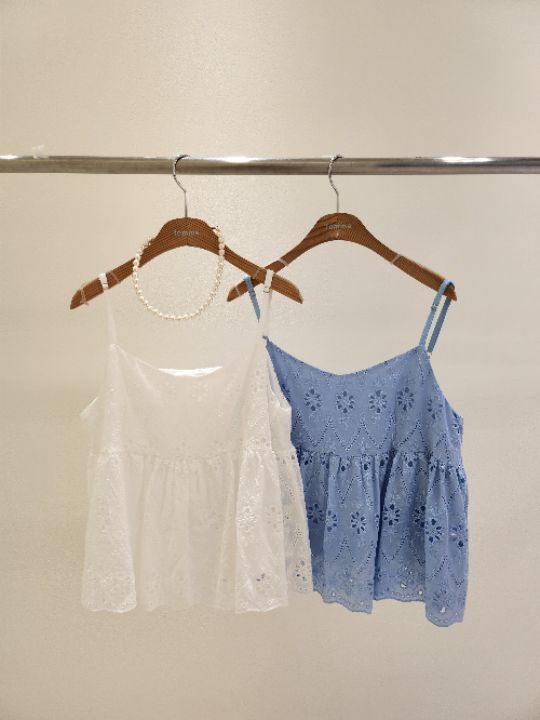 FEMME韓國直郵㊣女裝新品25春夏推薦吊帶背心不含飾品蕾絲花FEMME吊帶/背心