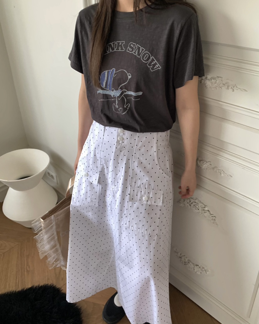 PEBBLE直郵韓國代購㊣女裝新款推薦人氣熱賣25春夏休閑長裙PEBBLE/LAYER長裙