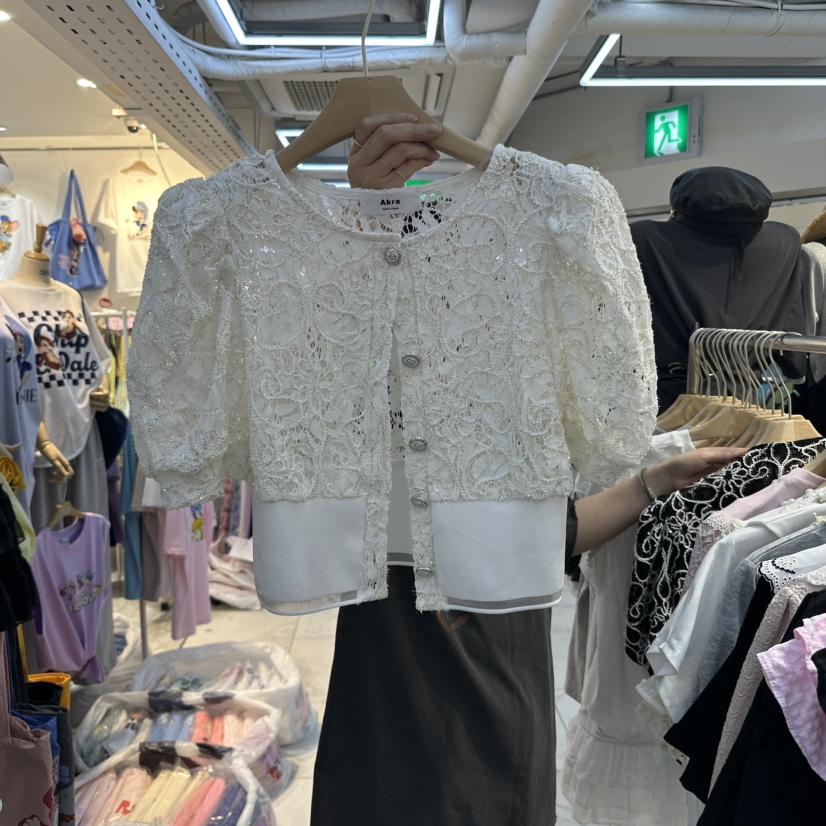 AKRA BY ART韓國㊣直郵東大門代購女裝新品時尚襯衫蕾絲衫開衫AKRA BY ART襯衫/蕾絲衫圖色1