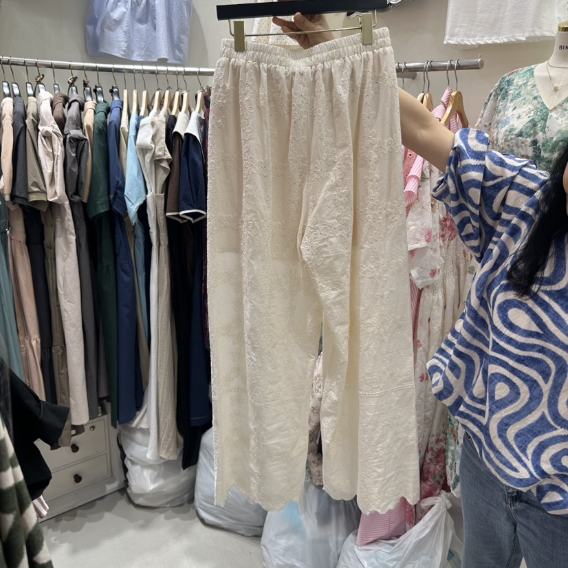 BIKINI韓國直郵㊣東大門實拍女裝新品熱賣25春夏休閑褲刺繡BIKINI休閑褲