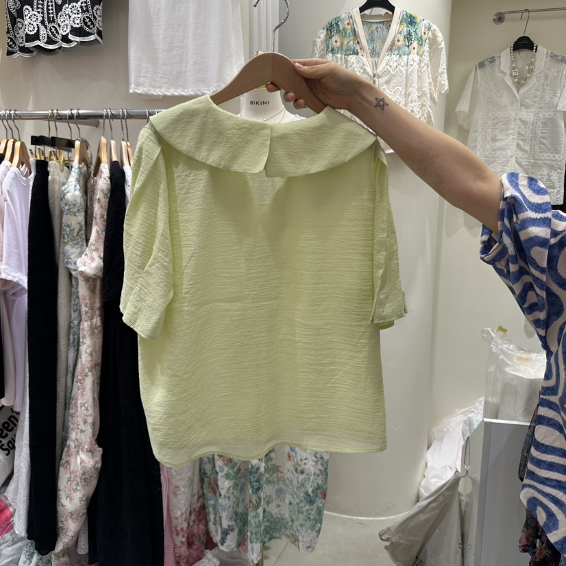BIKINI直郵韓國代購㊣女裝新品休閑時尚25春夏熱賣襯衫蕾絲衫BIKINI襯衫/蕾絲衫