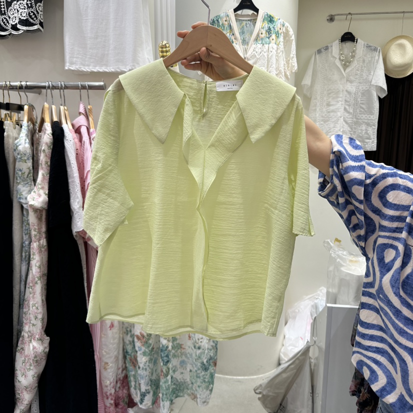 BIKINI直郵韓國代購㊣女裝新品休閑時尚25春夏熱賣襯衫蕾絲衫BIKINI襯衫/蕾絲衫圖色2