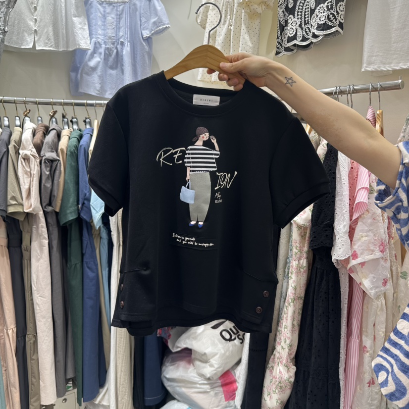 BIKINI韓國㊣直郵東大門代購女裝新款時尚休閑人氣25春夏T恤BIKINIT恤圖色2