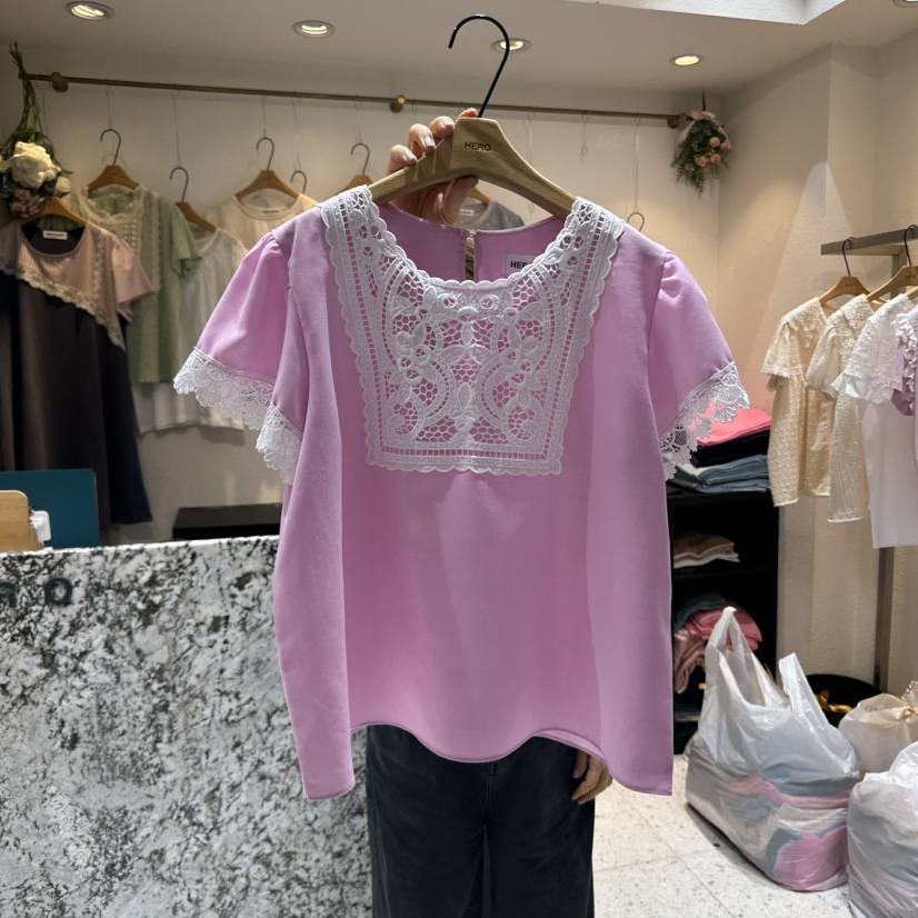 HERO韓國㊣直郵東大門代購女裝新款推薦人氣時尚襯衫蕾絲衫HERO襯衫/蕾絲衫
