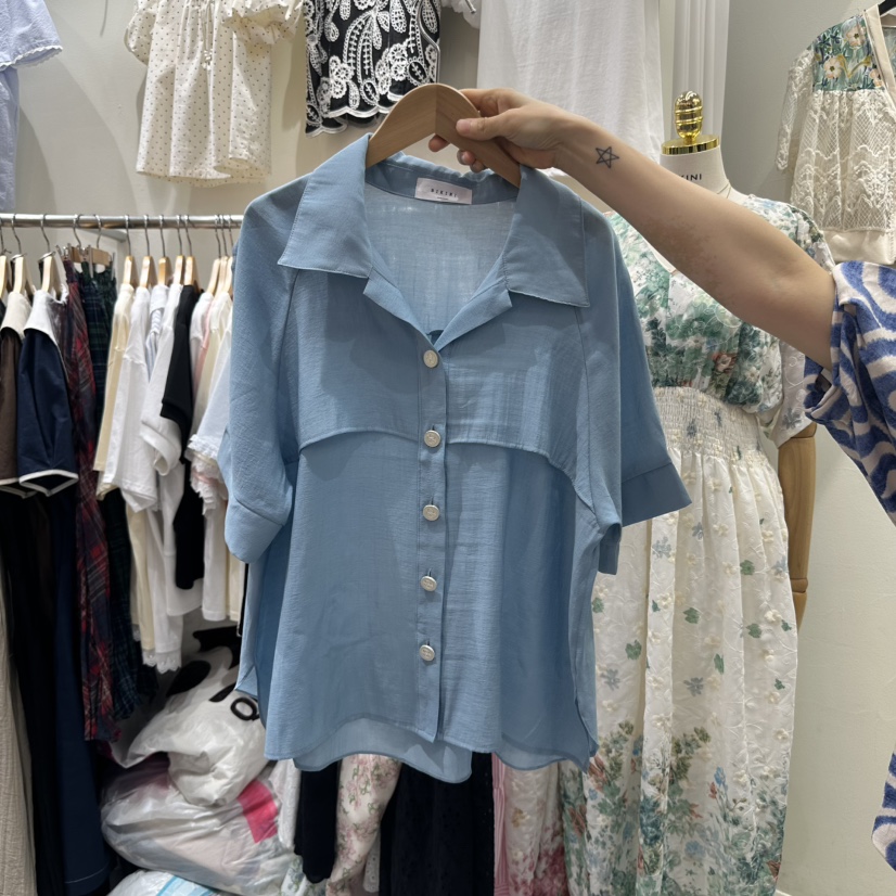BIKINI韓國㊣直郵東大門代購女裝新品推薦時尚休閑襯衫蕾絲衫BIKINI襯衫/蕾絲衫圖色2
