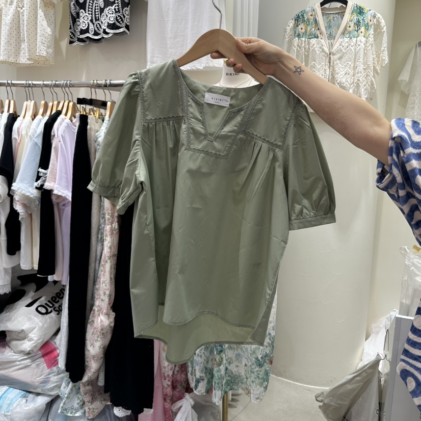 BIKINI韓國直郵㊣東大門實拍女裝新品時尚推薦人氣襯衫蕾絲衫BIKINI襯衫/蕾絲衫圖色2
