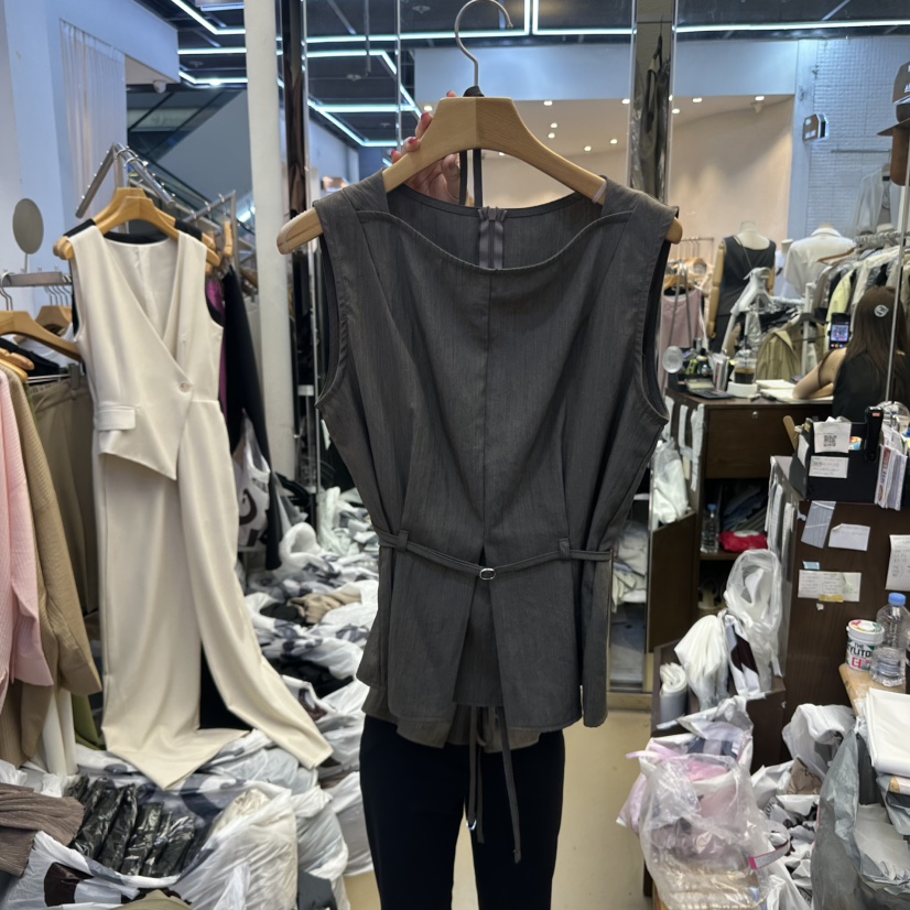 SANS韓國直郵㊣女裝新款時尚休閑人氣25春夏吊帶背心包含腰帶SANS吊帶/背心圖色2