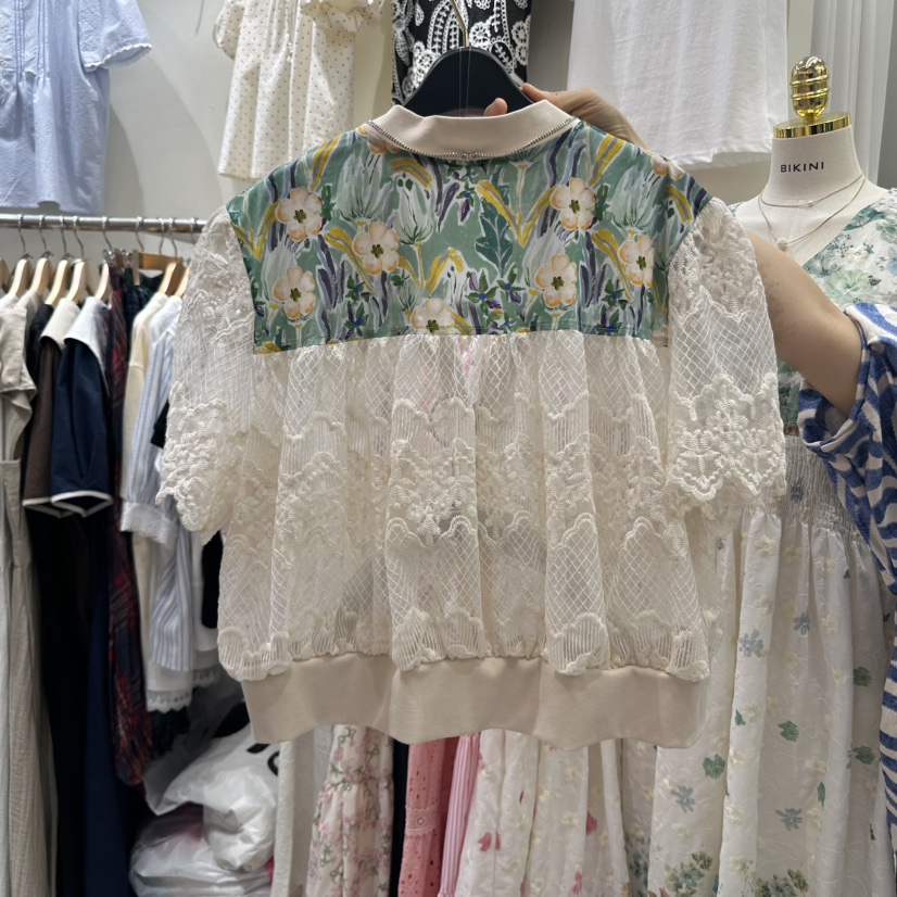 BIKINI韓國直郵㊣東大門實拍女裝新款25春夏時尚襯衫蕾絲衫BIKINI襯衫/蕾絲衫
