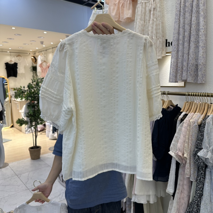 SYMPHONY韓國㊣直郵東大門代購女裝新品休閑襯衫蕾絲衫蕾絲SYMPHONY襯衫/蕾絲衫