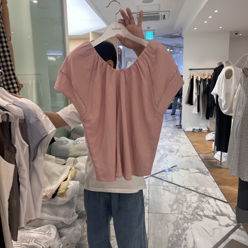 ALMOND直郵韓國代購㊣女裝新品熱賣人氣25春夏休閑襯衫蕾絲衫ALMOND襯衫/蕾絲衫